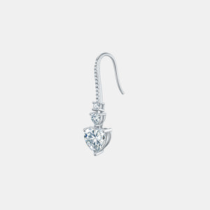 Moissanite Earrings-5.44 Carat 925 Sterling Silver Moissanite Heart Drop Earrings | moissanite earrings