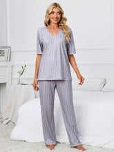 Load image into Gallery viewer, Womens Loungewear-Printed V-Neck Top and Pants Lounge Set | pajamas
