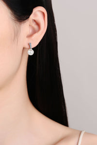 Moissanite Earrings-Moissanite Pearl Drop Earrings