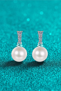Moissanite Earrings-Moissanite Pearl Drop Earrings